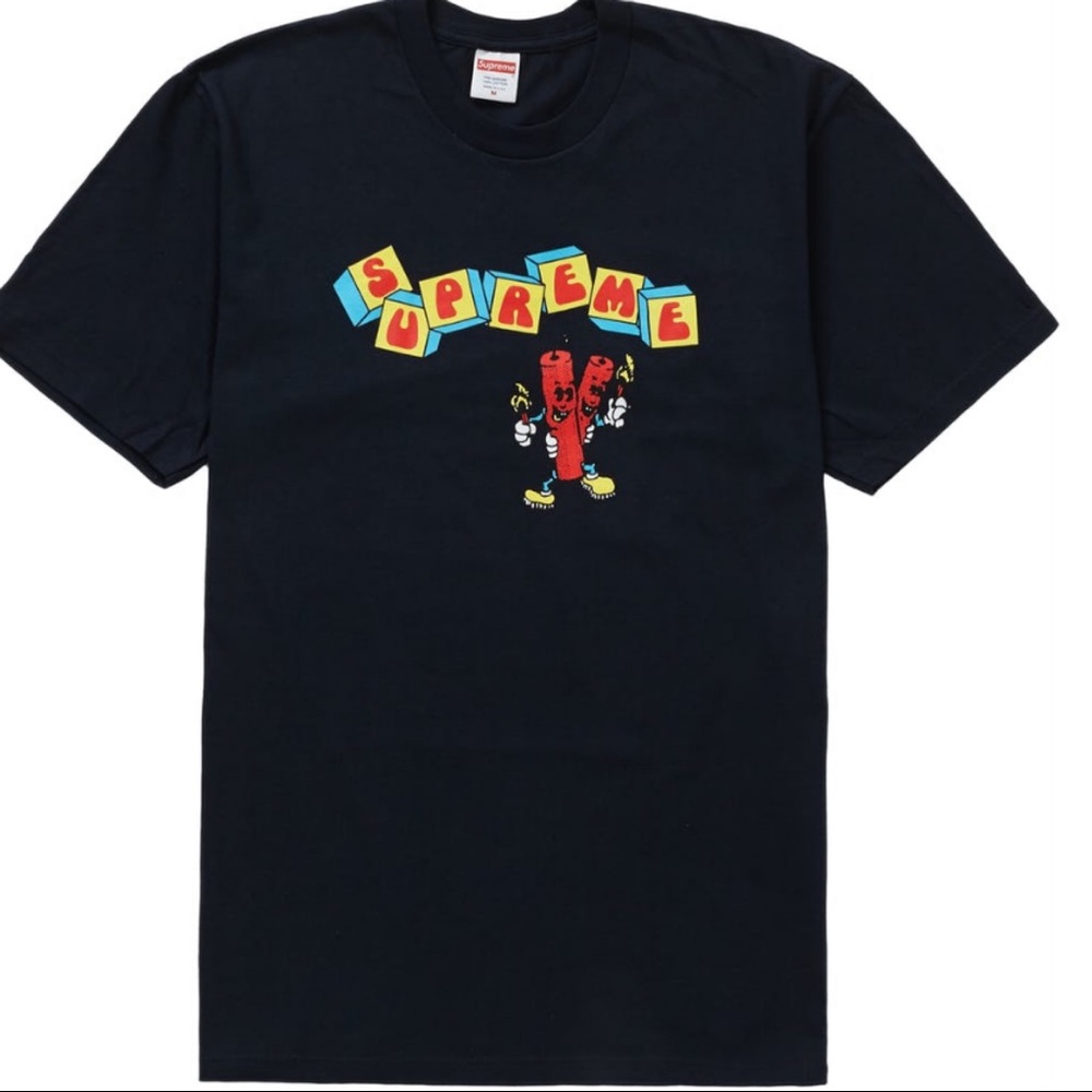 supreme navy dynamite t shirt